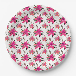 Prato De Papel Padrão Floral Rosa Design- 29500