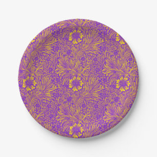 Prato De Papel Padrão floral roxo bonito da vinheta