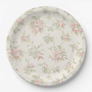 Prato De Papel Padrão Floral Vintage Cottagecore Rosa Rosa Antiga