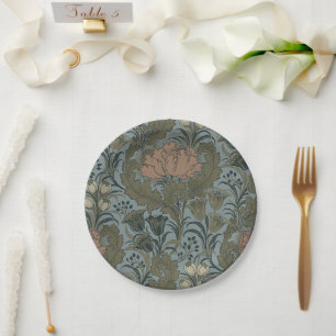 Prato De Papel Padrão Floral Vitoriano Antigo Terracota Sage
