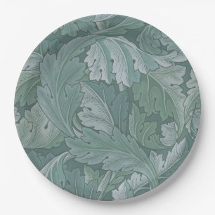 Prato De Papel Padrão Folha de Acanto Azul Teal de William Morris