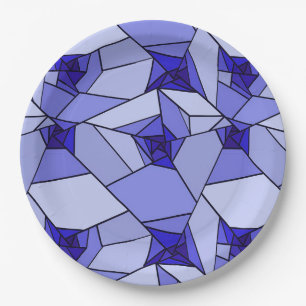 Prato De Papel Padrão Geométrico Abstrato Azul