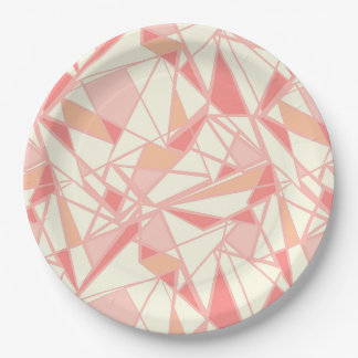 Prato De Papel Padrão geométrico abstrato rosa bege