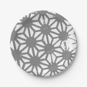 Prato De Papel Padrão geométrico da Cinza