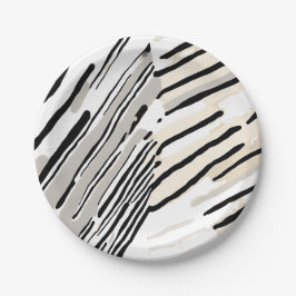 Prato De Papel Padrão geométrico em preto, branco e Cinza