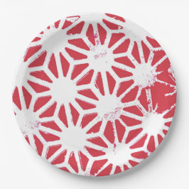 Prato De Papel Padrão geométrico vermelho