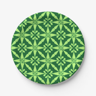 Prato De Papel Padrão Ikat Star - Verde Escuro