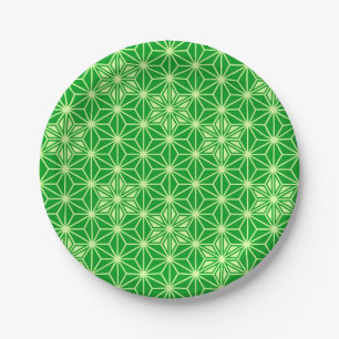 Prato De Papel Padrão japonês Asanoha - esmeralda verde