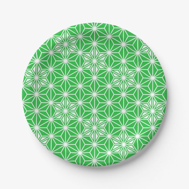 Prato De Papel Padrão japonês Asanoha - verde-jade (Frente)