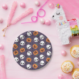 Prato De Papel Padrão Kawaii de Halloween