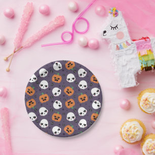 Prato De Papel Padrão Kawaii de Halloween