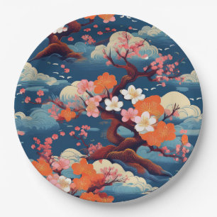 Prato De Papel Padrão Kimono japonês
