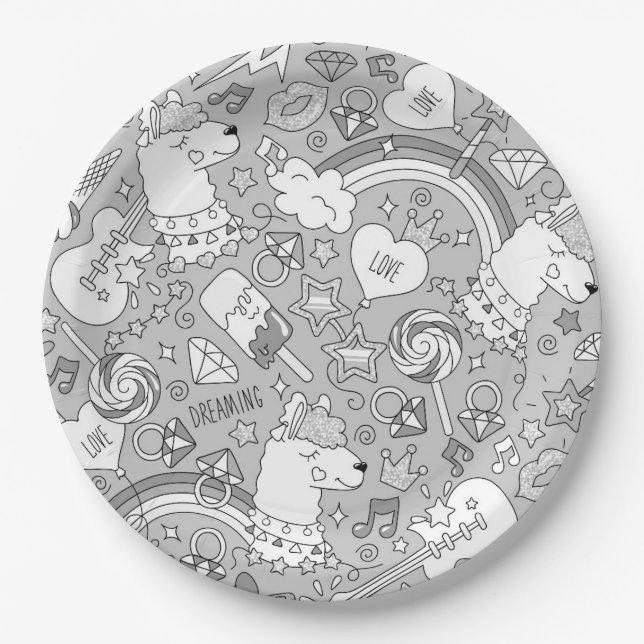 Prato De Papel padrão lama 4 (Frente)