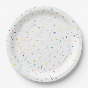 Prato De Papel Padrão mágico colorido do céu noturno estrelado