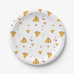 Prato De Papel Padrão Minimalista de Pizza de Pepperoni Retro Div