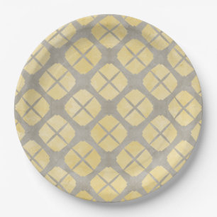 Prato De Papel Padrão Moderno de bege amarelo, Meio século de t