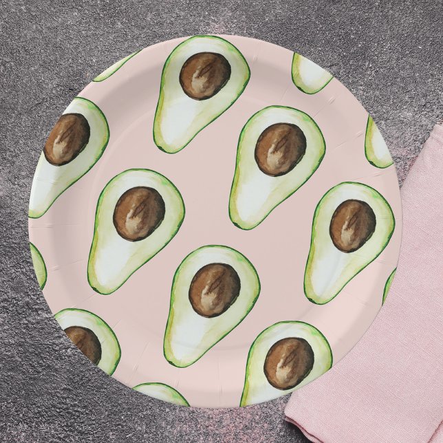 Prato De Papel Padrão Moderno De Pastel Rosa E Verde Avocado (Criador carregado)