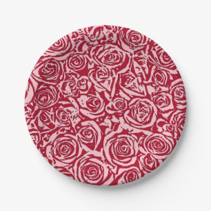 Prato De Papel Padrão moderno de Rosa de Abstrato, vermelho Rosa