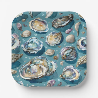 Prato De Papel Padrão Oysters Clams Seashells