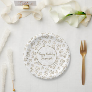 Prato De Papel Padrão Personalizado do Coração Khaki Napkins
