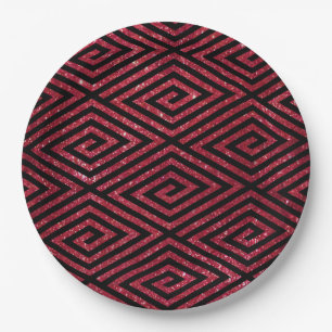 Prato De Papel Padrão Preto Brilhante Vermelho