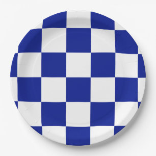 Prato De Papel Padrão Real Azul e Branco Verificado
