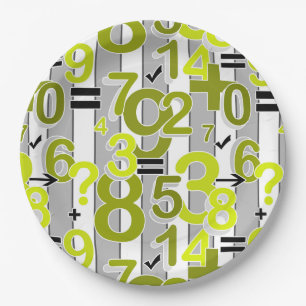 Prato De Papel Padrão retro brilhante de matemática aritmética co