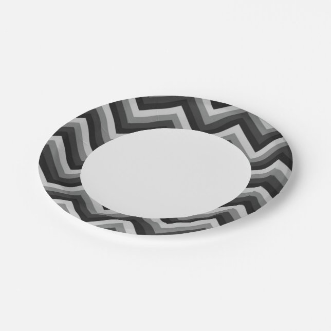 Prato De Papel Padrão Retro Zig Zag Chevron (Inclinado)