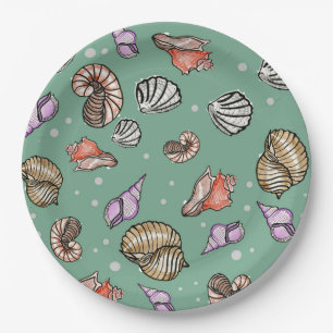 Prato De Papel Padrão Seashell