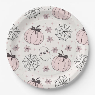 Prato De Papel Padrão sem costura do Pastel Pink Halloween
