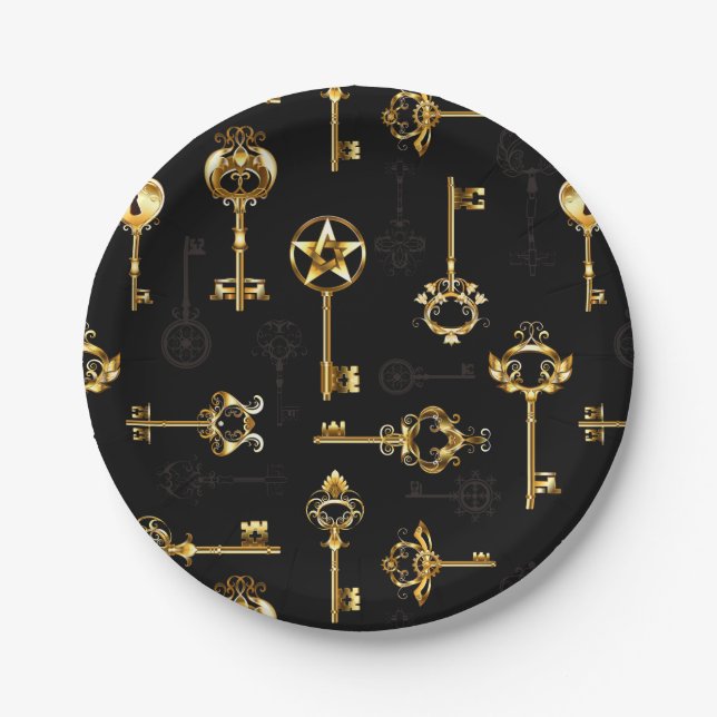 Prato De Papel Padrão sem falhas com chaves de Ouro (Frente)