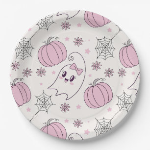 Prato De Papel Padrão sem soldadura do Pastel Pink Halloween (4)