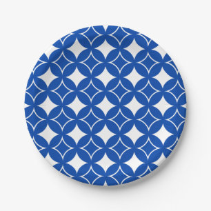 Prato De Papel padrão shippo azul e branco