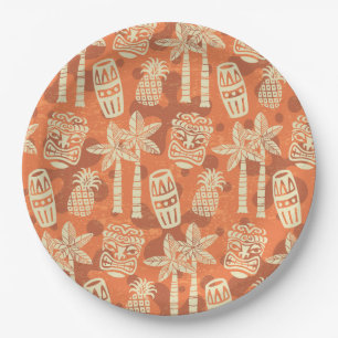 Prato De Papel Padrão Tiki Moderno Retro de Meados do Século