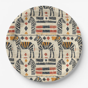 Prato De Papel Padrão Tribal Safari Boho Zebra