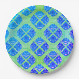 Prato De Papel Padrão Turquesa, Roxo, Turquesa Verde Boho