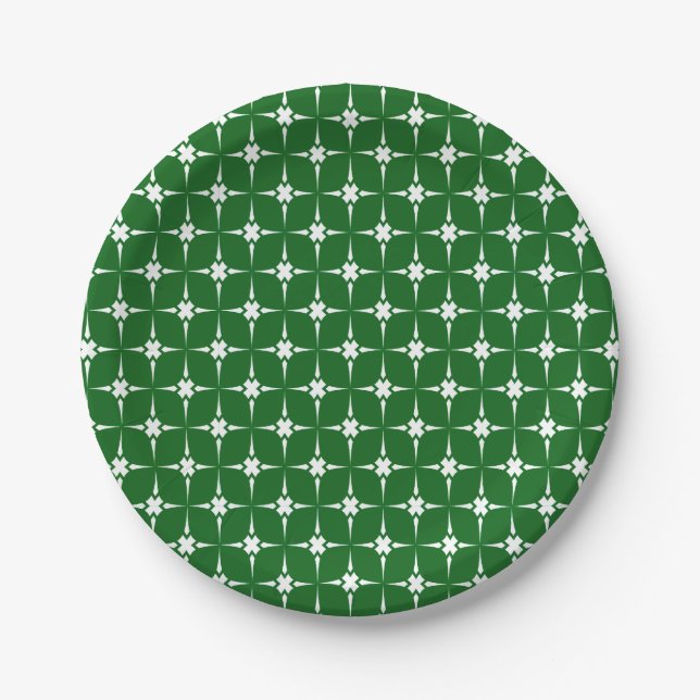 Prato De Papel Padrão Verde e Branco (Frente)
