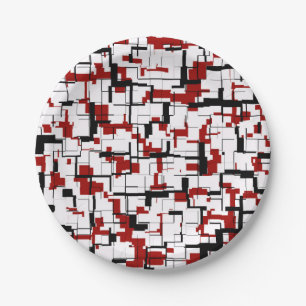 Prato De Papel Padrão Vermelho Branco Preto da Camo Digital