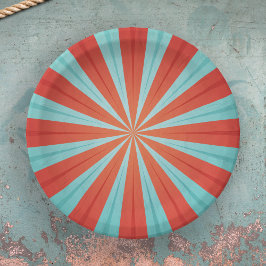 Prato De Papel Padrão Vintage Circus Red & Blue