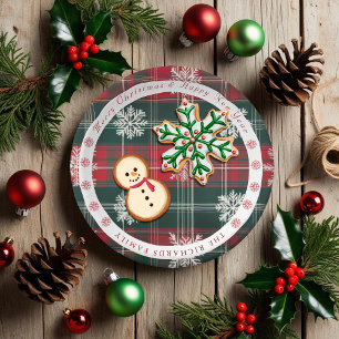 Prato De Papel Padrão Vintage Modern Red & Green Snowflakes