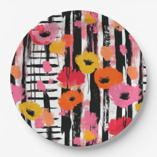 Prato De Papel Padrão Vintage Watercolor Floral Abstrato (10)