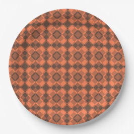Prato De Papel Padrão Xadrez Argyle Castanho Coral