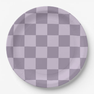 Prato De Papel Padrão Xadrez Lavanda Suave Minimalista