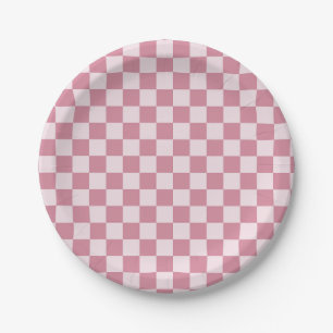 Prato De Papel Padrão xadrez rosa empoeirado