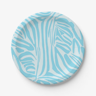 Prato De Papel Padrão Zebra Azul