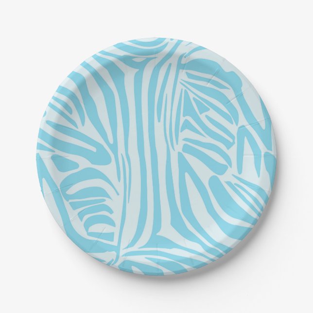 Prato De Papel Padrão Zebra Azul (Frente)