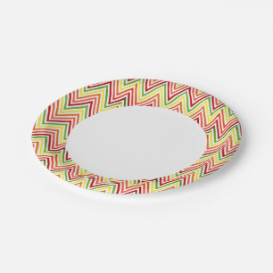 Prato De Papel Padrão Zigzag Chevron colorido