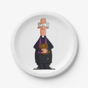 Prato De Papel Padre Segurando Bíblia Personagem Clero IFunny