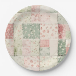 Prato De Papel Padrões de Colcha Floral Rosa Menta Fazenda Ociden