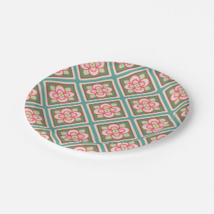 Prato De Papel Padrões de Flor Vintage, Trellis Floral, Rosa